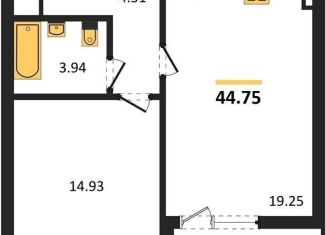 Продам 1-ком. квартиру, 44.8 м2, Воронеж