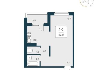 Продажа однокомнатной квартиры, 42.4 м2, Новосибирск, Кировский район, улица Сибиряков-Гвардейцев, 53/10