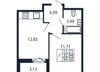 2-ком. квартира на продажу, 36.1 м2, Ленинградская область