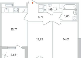 Продается 2-ком. квартира, 57.2 м2, Пушкин