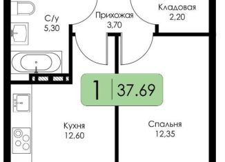 1-комнатная квартира на продажу, 37.7 м2, Смоленск