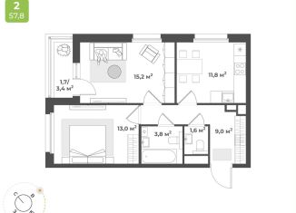 2-ком. квартира на продажу, 56.1 м2, Тверь