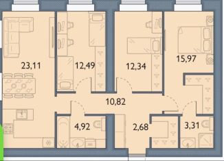 Продается 3-ком. квартира, 85.6 м2, посёлок Путёвка, микрорайон Мегаполис-Парк, 14/4