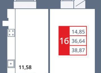 Продается однокомнатная квартира, 38.9 м2, Республика Башкортостан, площадь имени Ленина