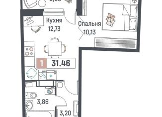 Продается однокомнатная квартира, 31.5 м2, Мурино