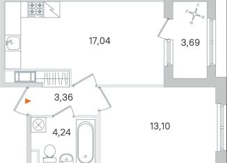 Продам 1-ком. квартиру, 39.6 м2, Пушкин