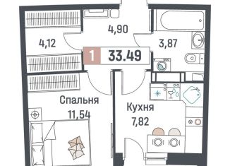 1-ком. квартира на продажу, 33.5 м2, Мурино