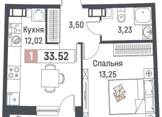 1-комнатная квартира на продажу, 33.5 м2, Мурино