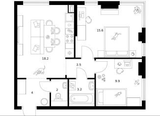 Продажа 2-ком. квартиры, 55.4 м2, Москва, Головинский район, Кронштадтский бульвар, 11