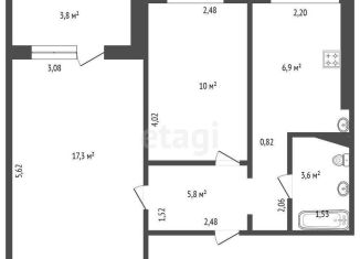 Продам 2-комнатную квартиру, 43.6 м2, Уфа, улица Юрия Гагарина, 36, Октябрьский район