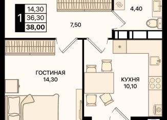 Продажа 1-ком. квартиры, 38 м2, Ростовская область