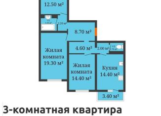 Продам 3-ком. квартиру, 85.9 м2, село Ямное, улица Генерала Черткова, 2