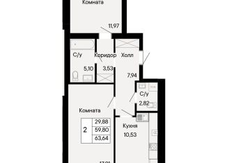 Продаю 2-комнатную квартиру, 63.6 м2, Ростов-на-Дону, Октябрьский район