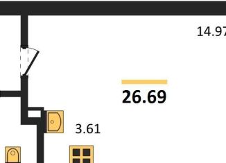 Продам квартиру студию, 26.7 м2, Новосибирск, ЖК Чкалов, Светлановская улица, 52/2