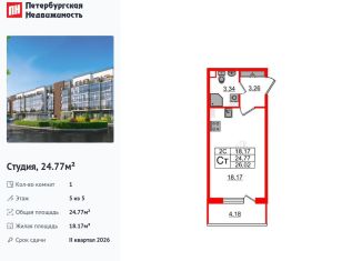 Продается квартира студия, 24.8 м2, Санкт-Петербург, Московский район