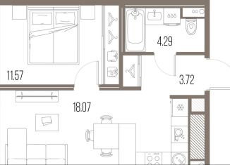 Продам 1-комнатную квартиру, 37.7 м2, Санкт-Петербург, метро Василеостровская