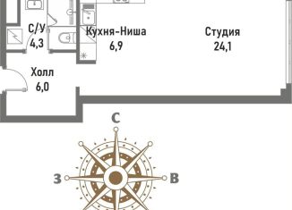 Продаю квартиру студию, 41.5 м2, Москва, Рубцовско-Дворцовая улица, 4, район Сокольники