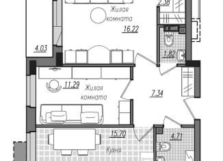 Продаю двухкомнатную квартиру, 63.5 м2, Смоленск, Промышленный район