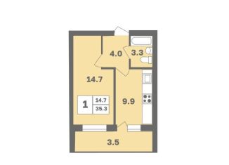 Однокомнатная квартира на продажу, 35.3 м2, Уфа, Дёмский район, Дагестанская улица, лит12