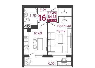 1-ком. квартира на продажу, 40.9 м2, Пензенская область