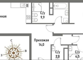 Продам 2-ком. квартиру, 100.6 м2, Москва, улица Матросская Тишина, 12, район Сокольники