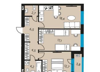 Продажа 3-комнатной квартиры, 68 м2, Пермский край, улица Луначарского, 97