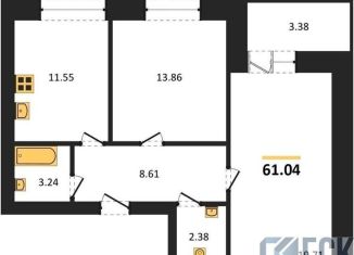 Продается 2-комнатная квартира, 61 м2, Воронеж, Советский район, улица Курчатова, 26Б