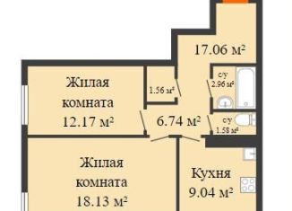 Продам двухкомнатную квартиру, 55.9 м2, Воронеж, Ленинский район, улица Ворошилова, 63/2