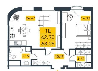 Продажа 1-ком. квартиры, 63.1 м2, Санкт-Петербург, метро Приморская