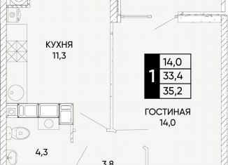 Продается 1-комнатная квартира, 35.2 м2, Ростов-на-Дону, улица Бориса Слюсаря, 23, Кировский район