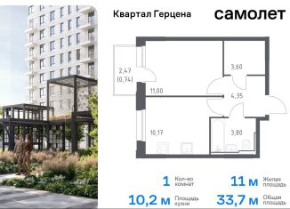 Продам 1-ком. квартиру, 33.7 м2, Москва, жилой комплекс Квартал Герцена, к2, район Бирюлёво Восточное