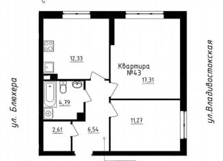 Продается 2-ком. квартира, 54.9 м2, Екатеринбург, Кронштадтская улица, ЖК Уральский