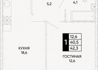 Продаю однокомнатную квартиру, 42.3 м2, Ростов-на-Дону, улица Бориса Слюсаря, 23, Кировский район