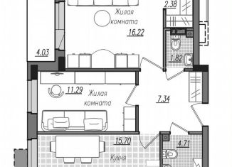 Продажа 2-комнатной квартиры, 63.5 м2, Смоленск