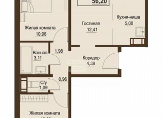 Продам двухкомнатную квартиру, 56.4 м2, посёлок Пригородный, Ласковая улица, 1