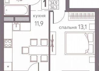 Продам 1-ком. квартиру, 36.3 м2, Пермский край, Серебристая улица, 3