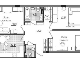 Продам трехкомнатную квартиру, 90.7 м2, Смоленская область