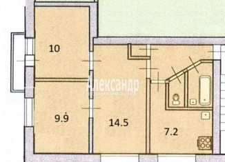 Трехкомнатная квартира на продажу, 49.2 м2, Санкт-Петербург, улица Крыленко, 25к4, муниципальный округ № 54