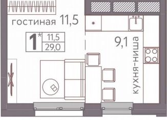 Продается 1-ком. квартира, 29 м2, Пермь, Серебристая улица, 3, ЖК Погода