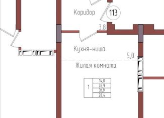 Продам квартиру студию, 28.4 м2, Калининград, Центральный район