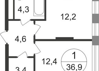 Продается однокомнатная квартира, 36.9 м2, деревня Рассказовка, 2-я Боровская улица, 1