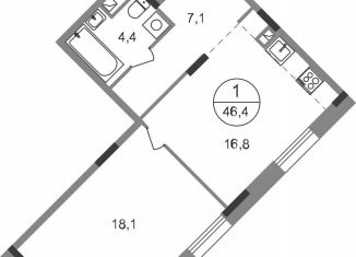 Продаю 1-ком. квартиру, 46.4 м2, Московская область