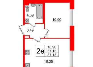 1-комнатная квартира на продажу, 37.1 м2, Санкт-Петербург, набережная Чёрной речки, 9, метро Чёрная речка