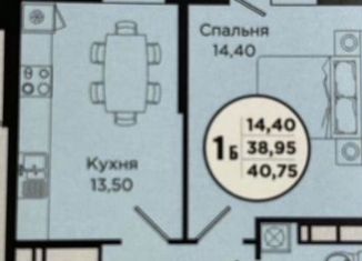 Продам 1-комнатную квартиру, 40 м2, Краснодар, микрорайон Завод Радиоизмерительных Приборов, Тополиная улица, 40/1к1