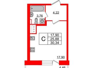 Продаю квартиру студию, 25.9 м2, Санкт-Петербург, Русановская улица, 18к1, метро Обухово