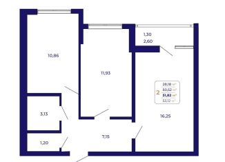 Продается 2-ком. квартира, 51.8 м2, Уфа, Ленинский район