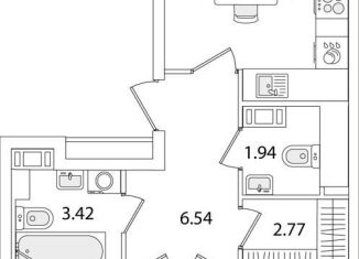 2-ком. квартира на продажу, 54.5 м2, Санкт-Петербург, улица Тамбасова, 1к1