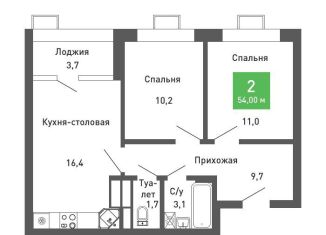 Продаю 2-комнатную квартиру, 53.8 м2, Воронеж, Железнодорожный район