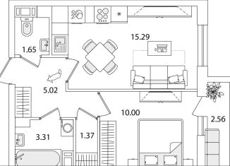 Продается однокомнатная квартира, 37.9 м2, Санкт-Петербург