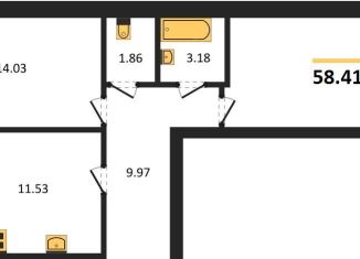 Продается 2-ком. квартира, 58.4 м2, Воронежская область, улица Лидии Рябцевой, 42